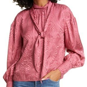 Rebecca Taylor Tie Neck Long Sleeve Silk Blouse